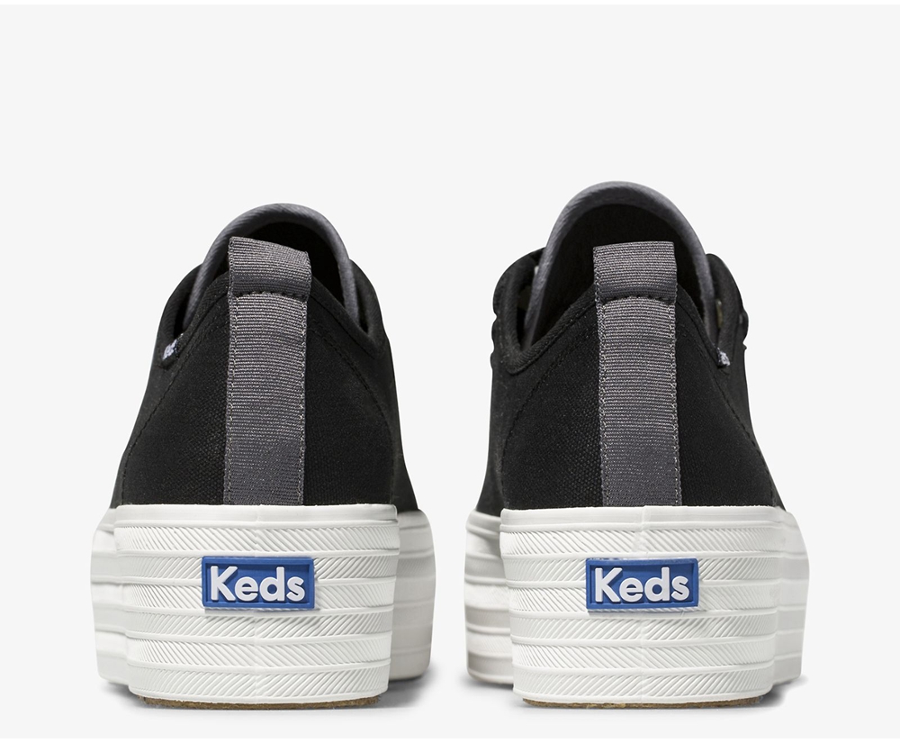 Keds Womens Sneakers Black - Triple Up Canvas - 798TOPQUD